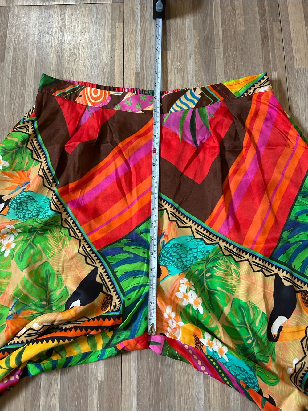 Farm Rio Mix Scarves Summer Pants Wide Leg Tropical Print Size Large - Picture 6 of 11